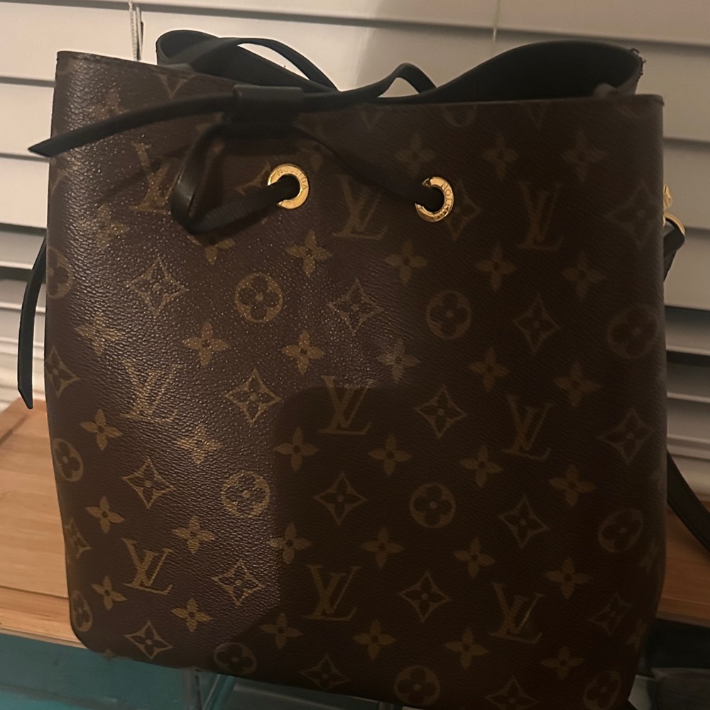 Louis Vuitton Brown Monogram Tote with Gold Accents